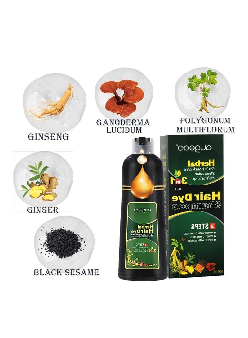 Augeas شامبو صبغة الشعر ، 3 في 1 شامبو عضوي عشبي طبيعي لتلوين الشعر بسرعة للرجال والنساء لتغطية الشعر الرمادي والأبيض (بني داكن) - Image 2