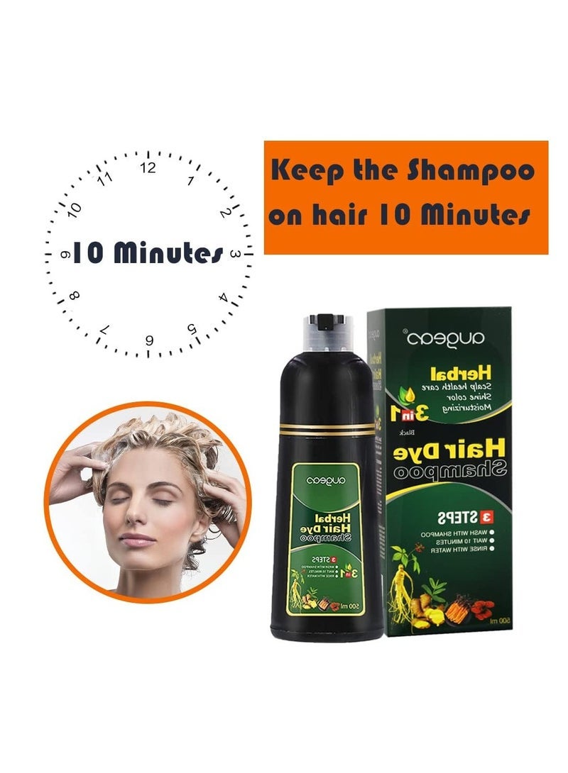 Augeas شامبو صبغة الشعر ، 3 في 1 شامبو عضوي عشبي طبيعي لتلوين الشعر بسرعة للرجال والنساء لتغطية الشعر الرمادي والأبيض (بني داكن) - Image 4