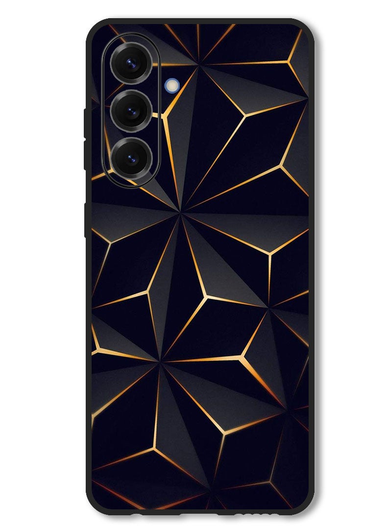 Theodor Case Compatible with Samsung Galaxy M56 6.74 Inch Protection Shockproof Bumper Cover Black Gold Patter - Image 1