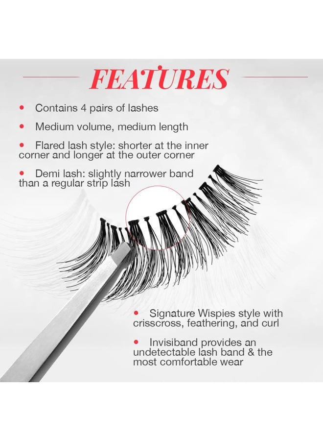 ARDELL Demi Wispies False Eyelashes, Black - Full Volume Demi Wispies, Reusable Strip Lashes for Eye Makeup Enhancement, 1 Pack - Image 4