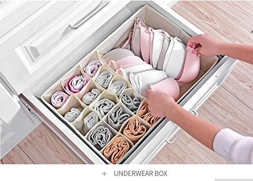 Unyks Star Unyks Star PREMIUM 161 Multi Compartment Cell Foldable Storage BoxCloset OrganizerNonSmell Drawer Organizer Underwear Closet Storage for Socks Bra Panty Tie Scarf etc Pink Candy  - Image 2