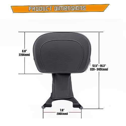 Kinglemc Adjustable Driver Rider Touring Backrest for Suzuki Boulevard M109R 2006-2019 (Black-Nod-Studded) - Image 5