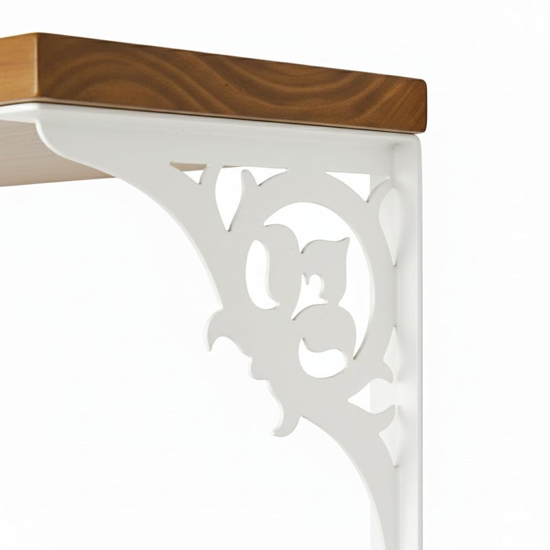 Spillbox معبد بويا المنزلي الخشبي | رف معدني أبيض | قابل للتعليق على الحائط | تجميع سهل بالبراغي | معبد منزلي لغرفة البوجا | حامل بوجا | معبد - زهور فردية (صغيرة بيضاء) - Image 5