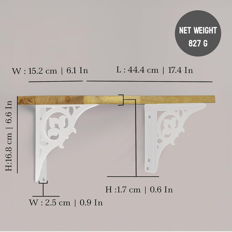Spillbox معبد بويا المنزلي الخشبي | رف معدني أبيض | قابل للتعليق على الحائط | تجميع سهل بالبراغي | معبد منزلي لغرفة البوجا | حامل بوجا | معبد - زهور فردية (صغيرة بيضاء) - Image 3