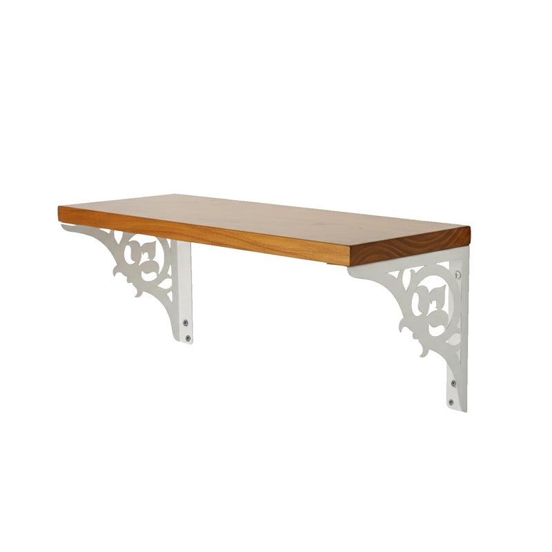 Spillbox معبد بويا المنزلي الخشبي | رف معدني أبيض | قابل للتعليق على الحائط | تجميع سهل بالبراغي | معبد منزلي لغرفة البوجا | حامل بوجا | معبد - زهور فردية (صغيرة بيضاء) - Image 2