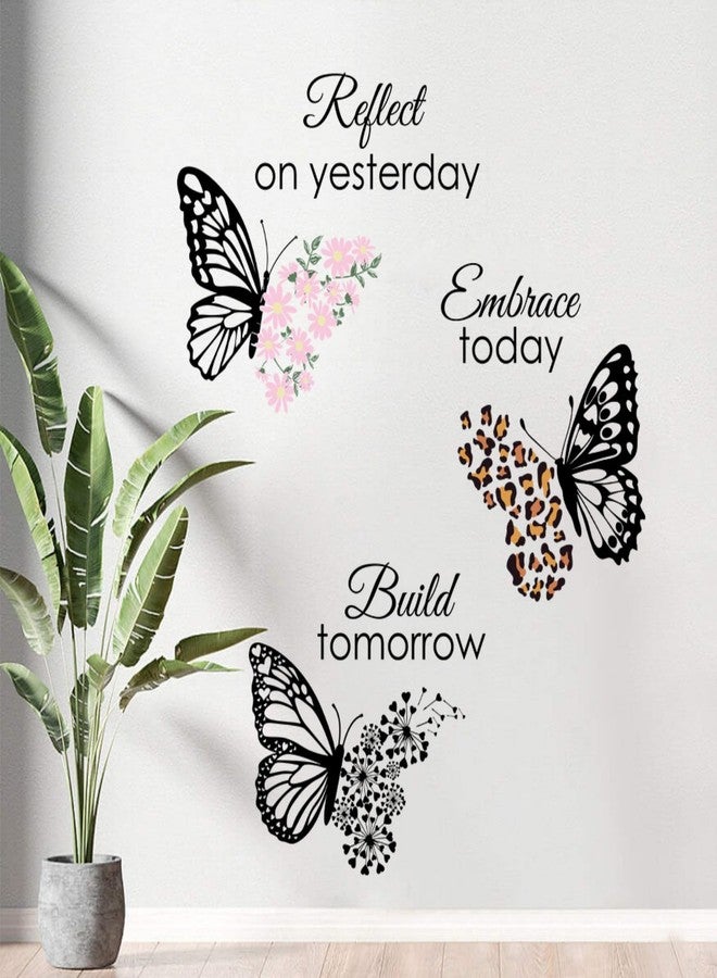 Saomour Creative Minimalist Floral Leopard Print Overlapping Butterfly Wall Decal Room Cabinet Self-Adhesive Sticker Wall Decor Art - Image 4