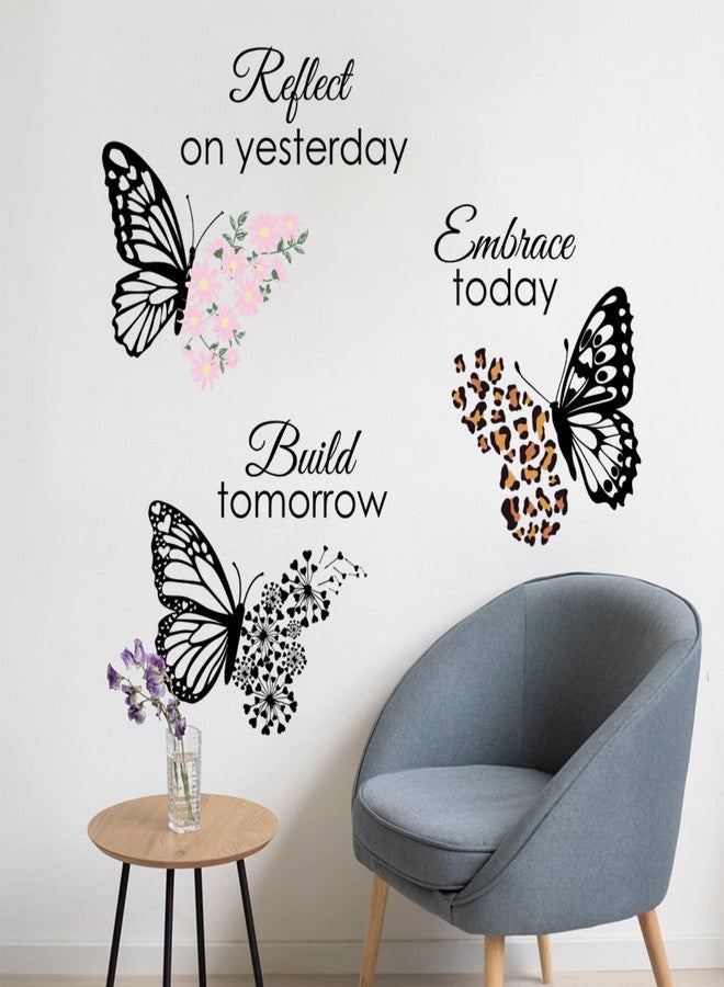 Saomour Creative Minimalist Floral Leopard Print Overlapping Butterfly Wall Decal Room Cabinet Self-Adhesive Sticker Wall Decor Art - Image 3