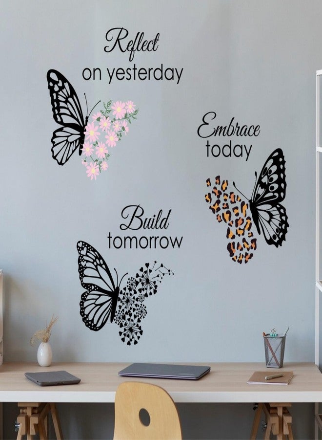 Saomour Creative Minimalist Floral Leopard Print Overlapping Butterfly Wall Decal Room Cabinet Self-Adhesive Sticker Wall Decor Art - Image 5