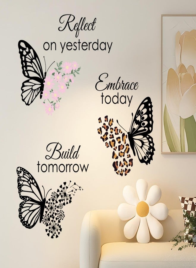 Saomour Creative Minimalist Floral Leopard Print Overlapping Butterfly Wall Decal Room Cabinet Self-Adhesive Sticker Wall Decor Art - Image 1