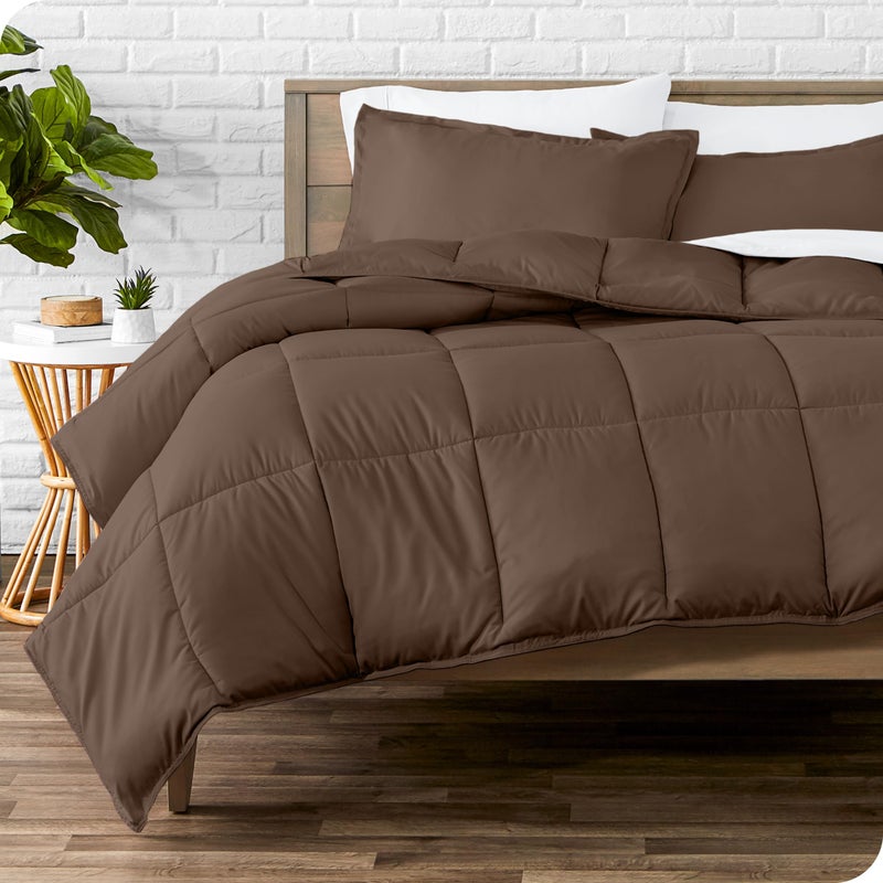 Bare Home Comforter Set  Full Size  UltraSoft  Goose Down Alternative  Premium 1800 Series  All Season Warmth Full Cocoa