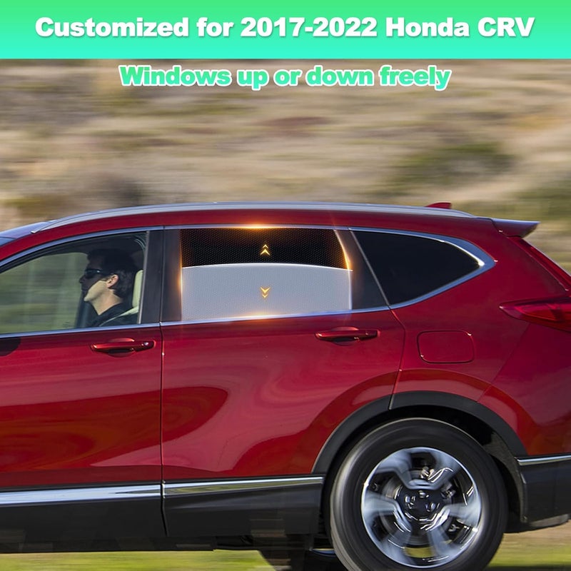 ستائر نوافذ السيارة لسيارة CRV 2017-2022 - ستارة شمسية للنافذة الجانبية الخلفية للأطفال، أغطية نوافذ خصوصية سيارة بشبكة قابلة للتنفس، حماية من الأشعة فوق البنفسجية وعزل حراري للرحلات الطويلة، القيلولة، التخييم (قطعتان) - Image 2