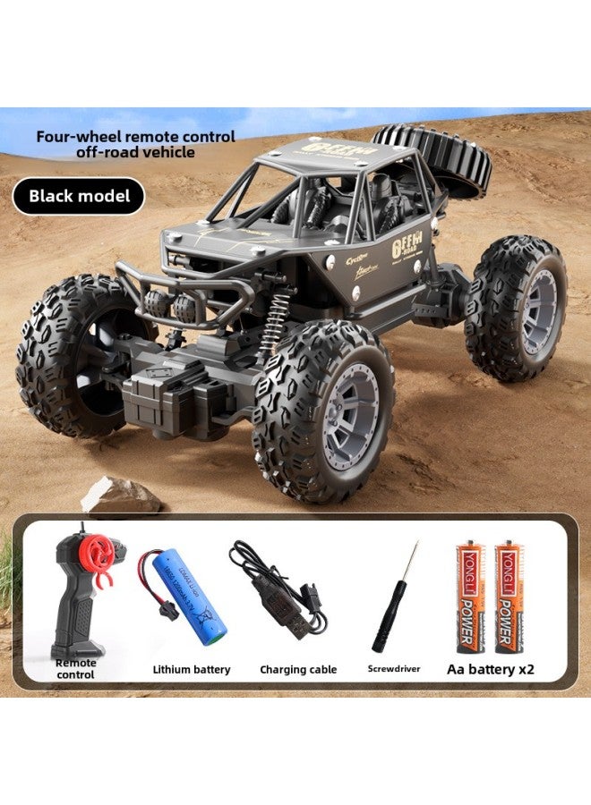 Oversized High-speed Alloy Remote Control Car Six-wheel Four-wheel Drive Climbing Big Foot Off-road Vehicle Boy Electric Children's Toy Car-Colour:Four-wheel Climbing Off-road Remote Control Car [black] - Image 1