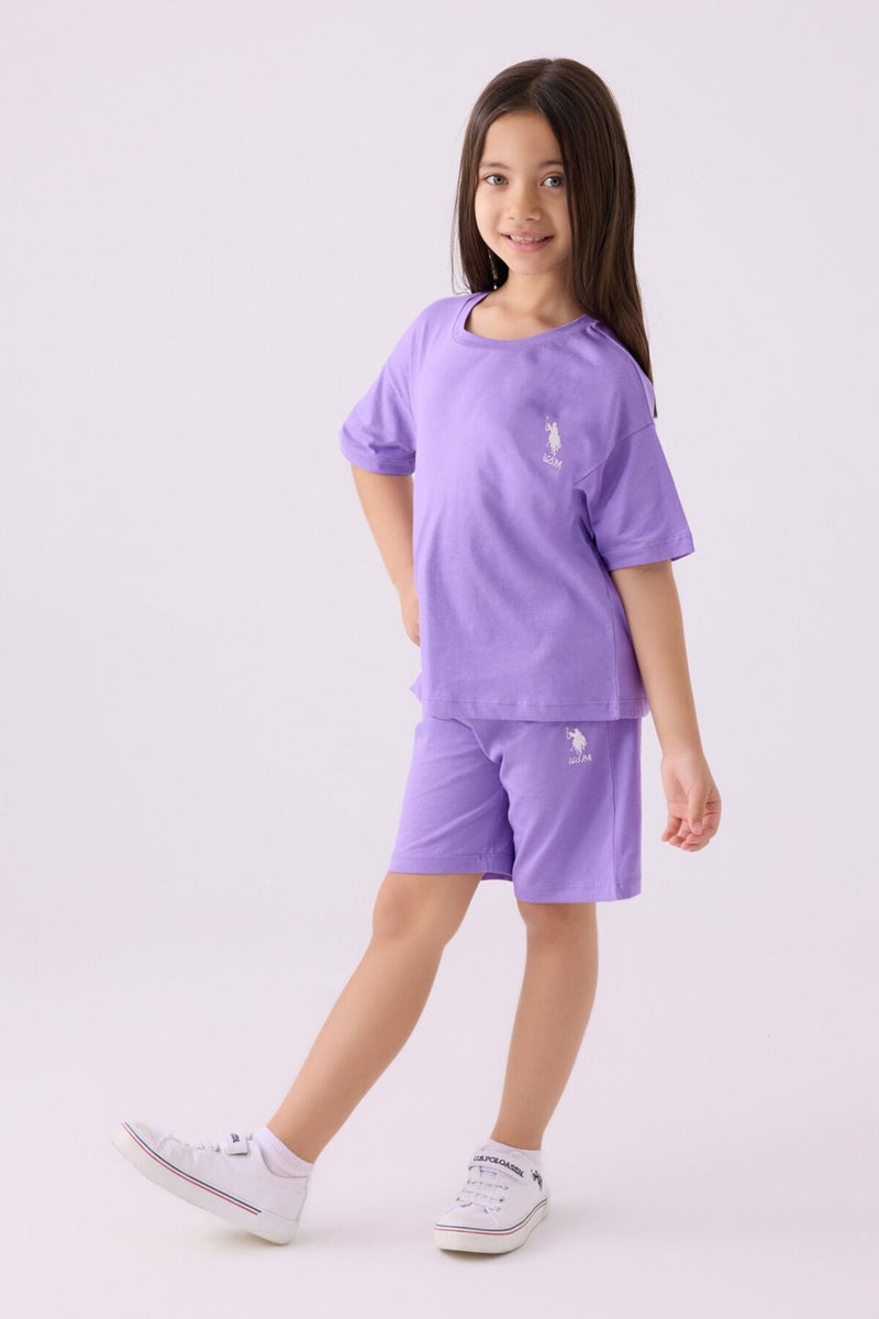 U.S. Polo Assn. Girls Lavender Bermuda Set  - Image 1