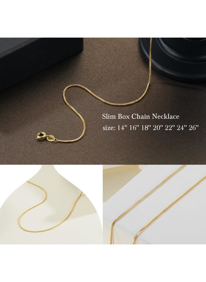 GYUYCW 14K Gold Necklaces for Women 1mm Thin Box Chain Necklace 18in - Image 2