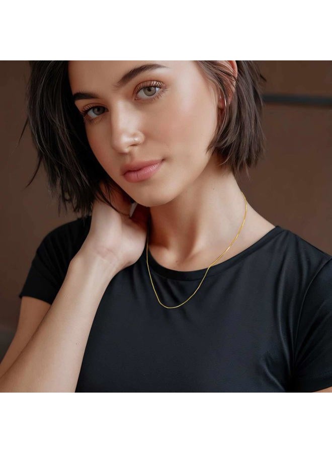 GYUYCW 14K Gold Necklaces for Women 1mm Thin Box Chain Necklace 18in - Image 4