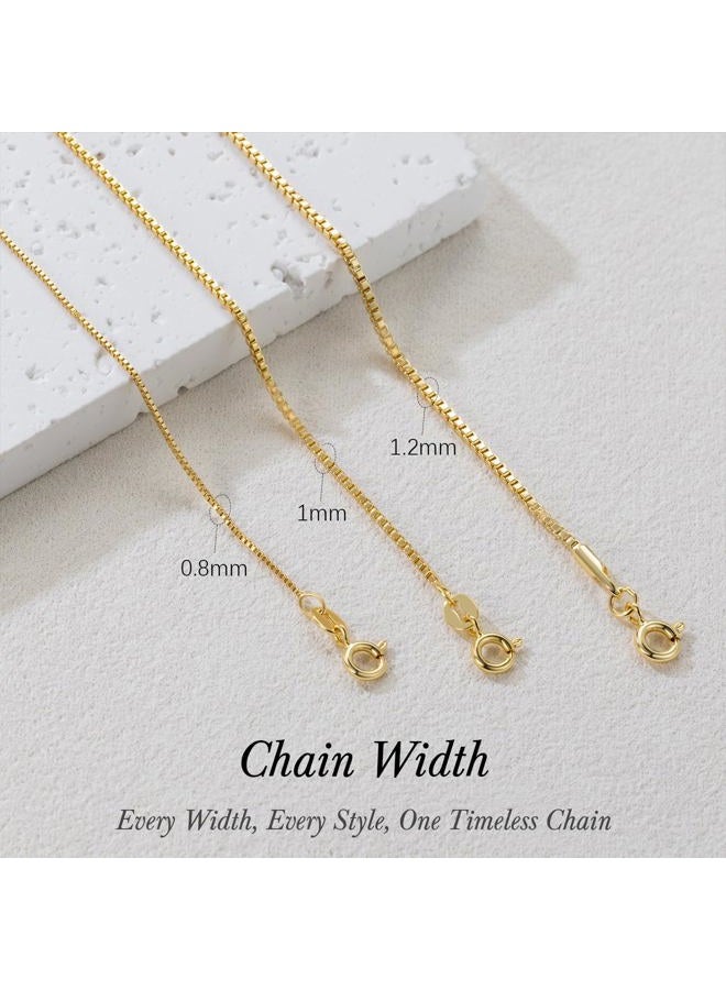 GYUYCW 14K Gold Necklaces for Women 1mm Thin Box Chain Necklace 18in - Image 3