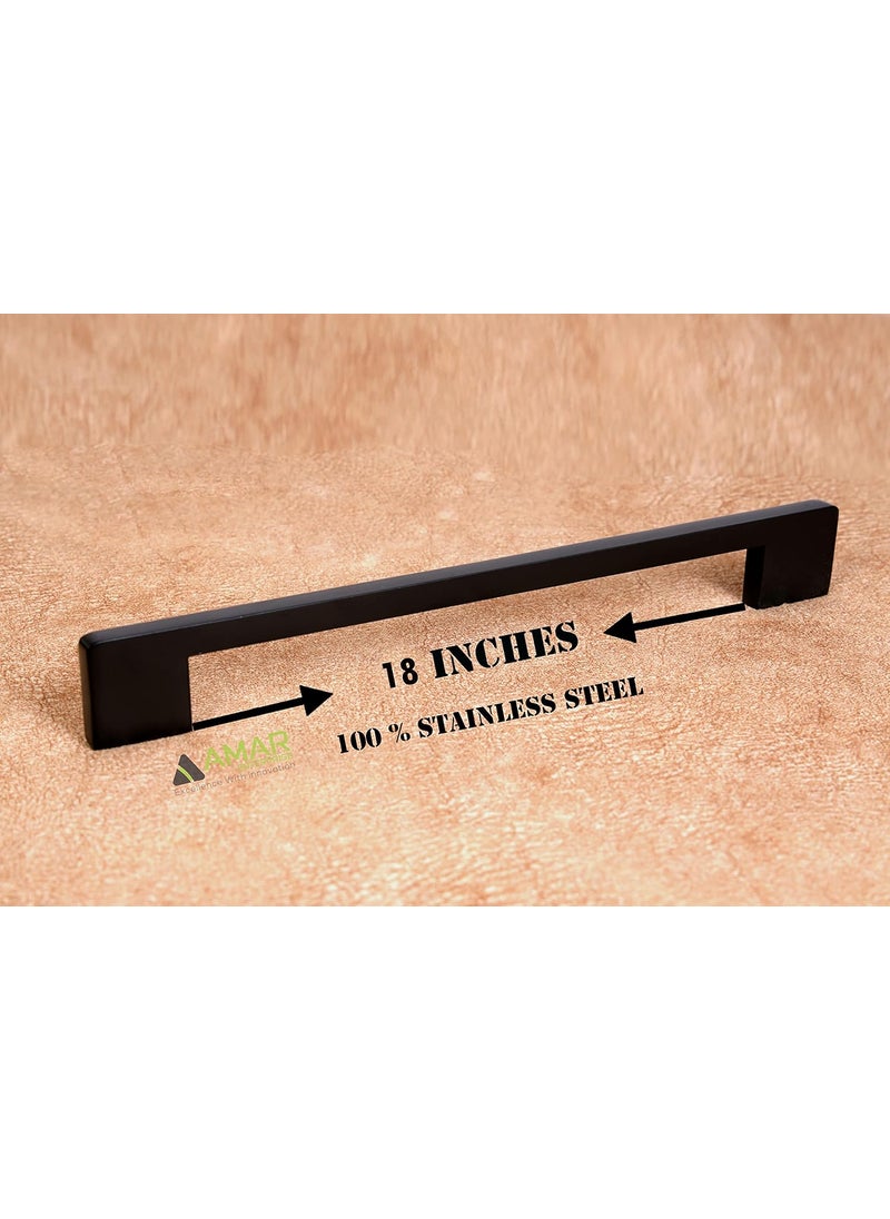 AMAR ENTERPRISE AMAR ENTERPRISE Stainless Steel 18 Inches Kitchen Cabinet Drawer Handles Dark Matt Black Handles Furniture Door Pull Handles Pack of 6 Pieces  - Image 3