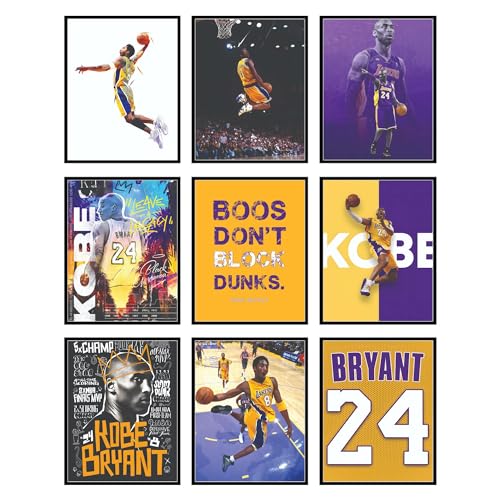 BigWig Prints Kobe Bryant Poster - Kobe Poster, Bryant Wall Art For Bedroom, Lakers Basketball Art For Boys Room Decor, Sports Gifts, Legendary Basketball Player Wall Decor - Unframed Set Of 9 (8x10) - Image 1