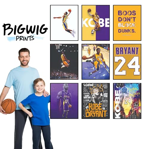 BigWig Prints Kobe Bryant Poster - Kobe Poster, Bryant Wall Art For Bedroom, Lakers Basketball Art For Boys Room Decor, Sports Gifts, Legendary Basketball Player Wall Decor - Unframed Set Of 9 (8x10) - Image 5