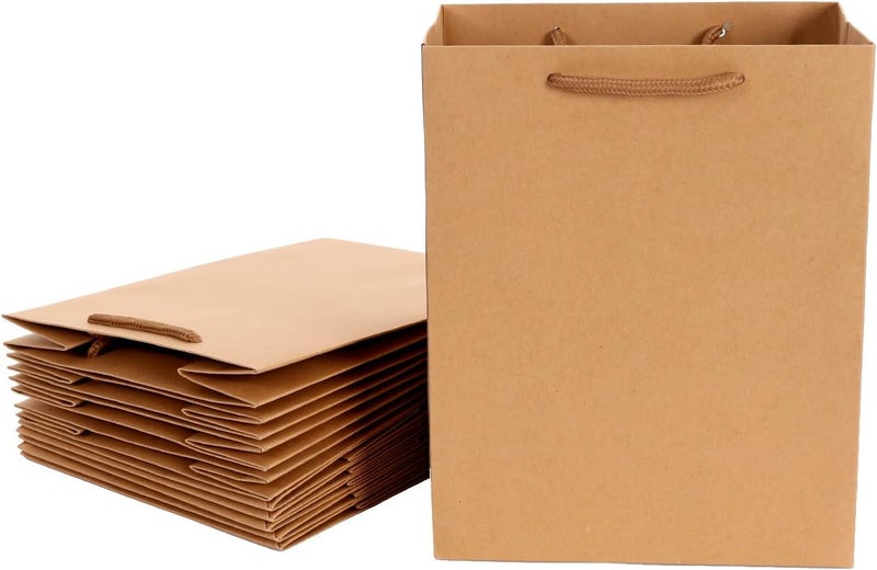 Red Dot Gift® 10 Pack Kraft Paper Gift Bags - Heavy Duty 250GSM with Rope Handles - Image 1