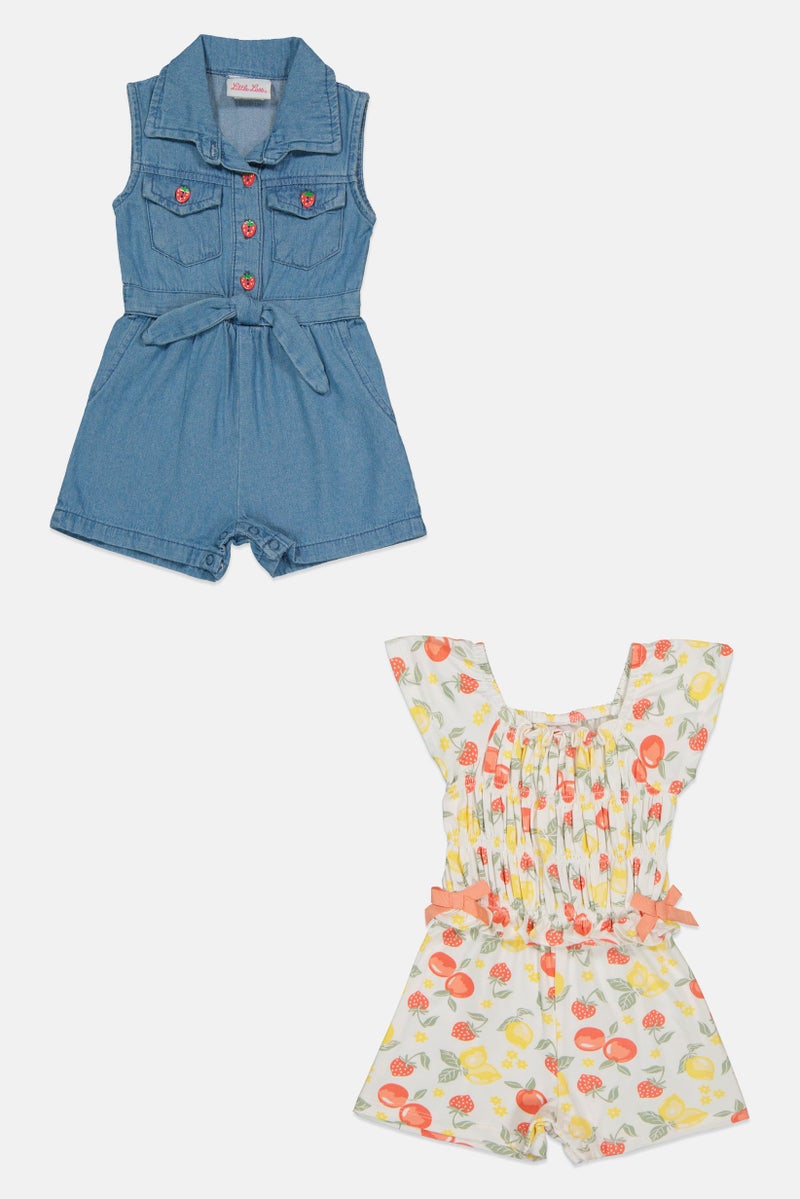 little lass Toddlers Girl 2 Pcs Playsuit Set, Multicolor - Image 2