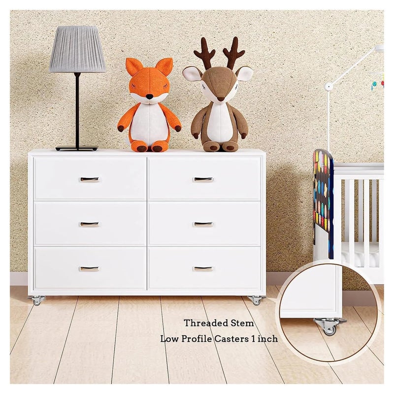 6Pcs Universal Swivel Caster Wheels With M6 M8 Thread Rods And Screw Lever 2 Inch - Image 3