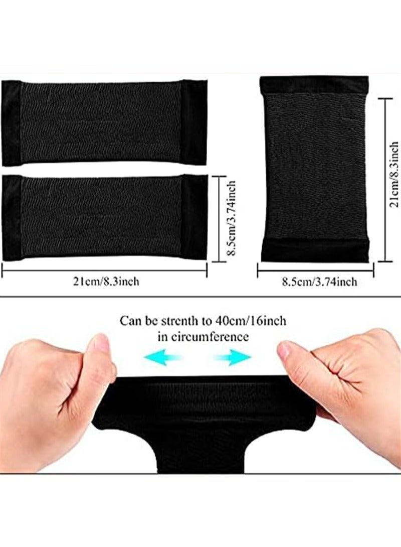 زوجان من أكمام الذراع العلوية من الأكريليك لتنحيف الذراعين، أكمام تغطية وشم لتدريبات الذراع للنساء، أكمام تغطية وشم لتدريبات اللياقة البدنية الرياضية للنساء (أسود ولون البشرة) - Image 5