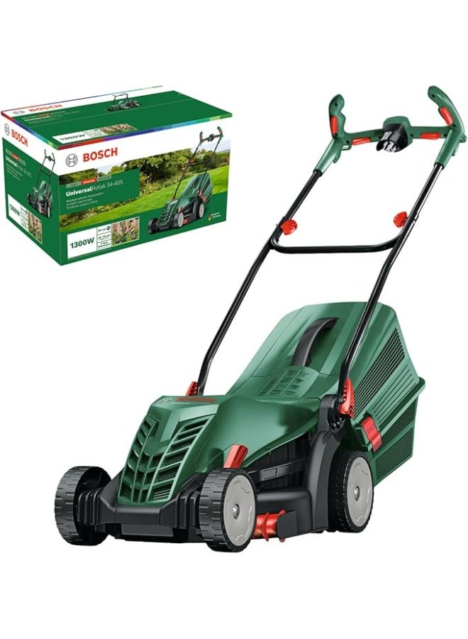 Bosch UniversalRotak 34-405 wired lawn mower (1300 W motor, 34 cm cutting width, 40 litre collection tray, for even mowing lawns leaving clean borders) | Powerful 1300 W - Image 3