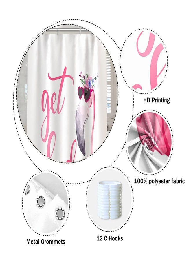 Umpoo Get Naked Shower Curtain for Bathroom Funny Flamingo Pink Tropical Animals Shower Curtain Waterproof Polyester Fabric Modern Home Decor Bath Curtain with Hooks, 48x72 Inch - Image 5