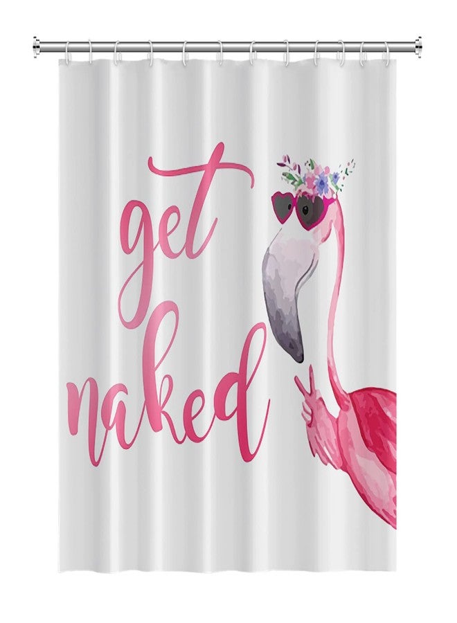 Umpoo Get Naked Shower Curtain for Bathroom Funny Flamingo Pink Tropical Animals Shower Curtain Waterproof Polyester Fabric Modern Home Decor Bath Curtain with Hooks, 48x72 Inch - Image 4