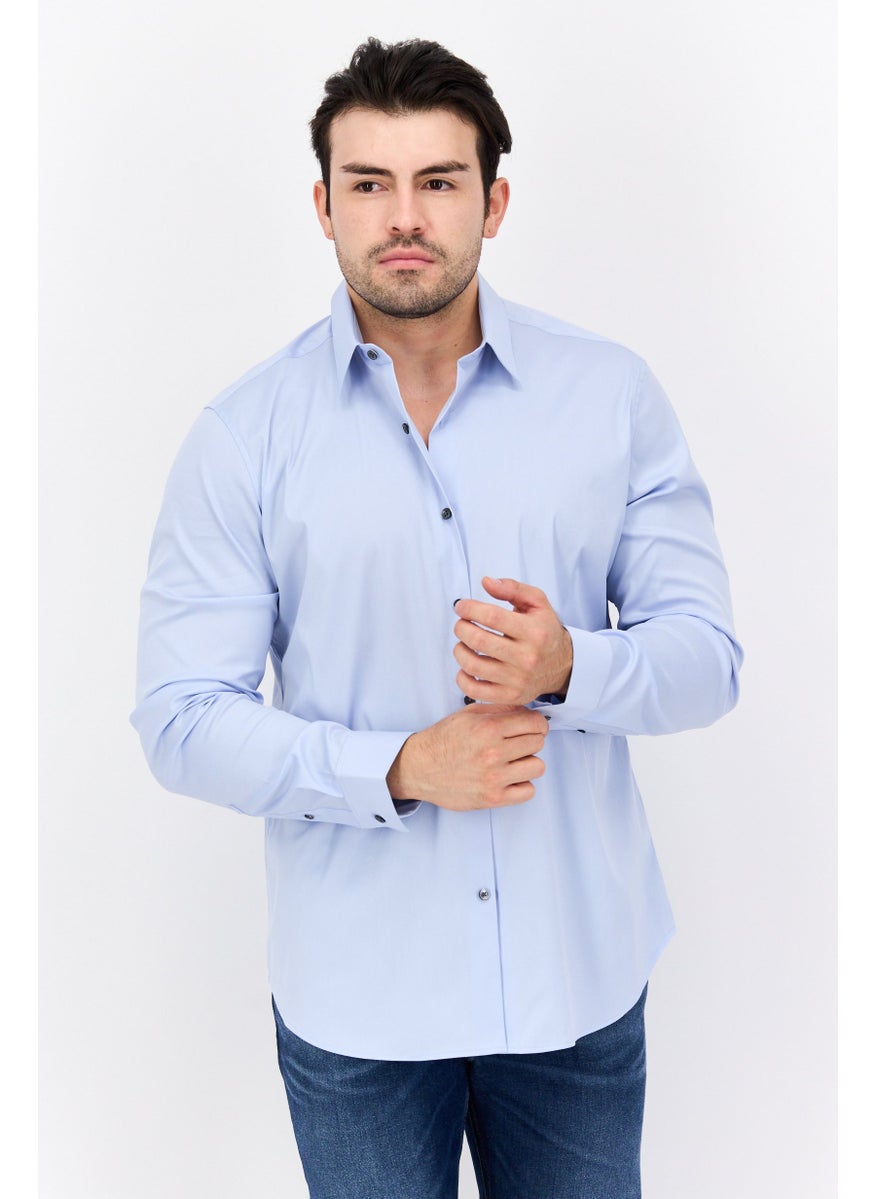 Theory Men Regular Fit Solid Long Sleeves Casual Shirt, Blue  - Image 1