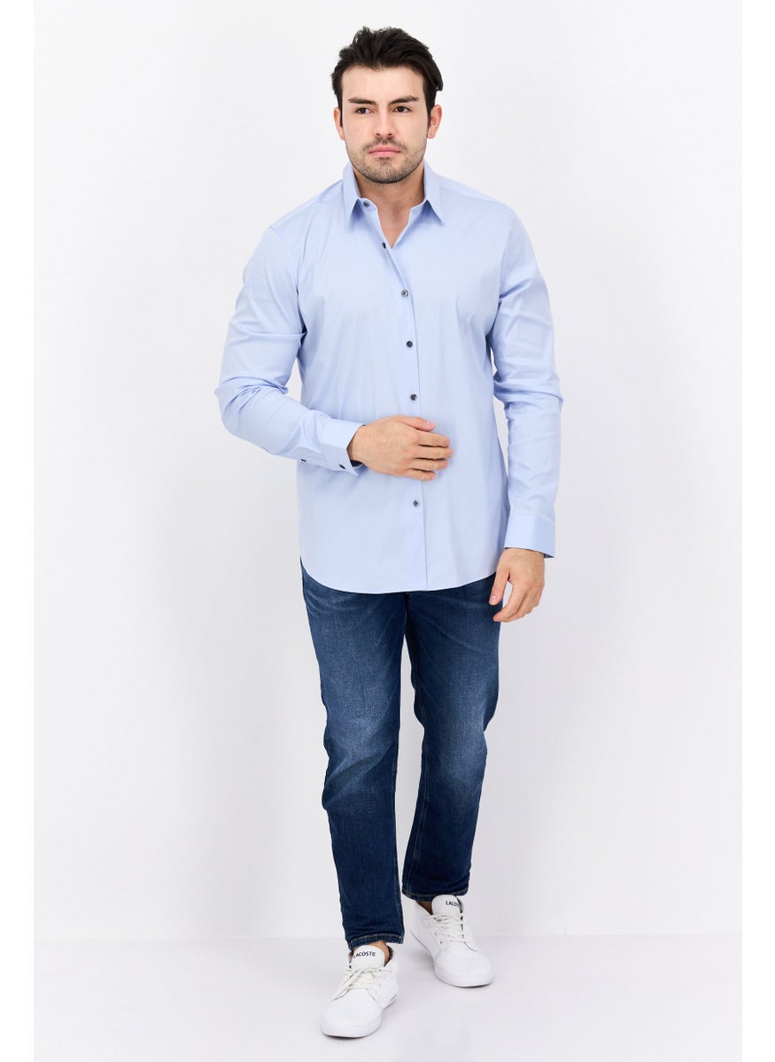 Theory Men Regular Fit Solid Long Sleeves Casual Shirt, Blue  - Image 4