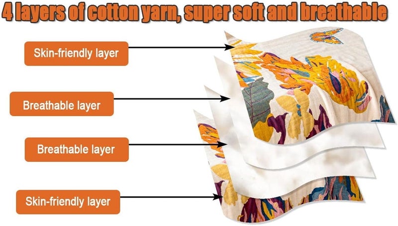 MSGKV Boho Throw Blanket for Couch and Sofa 50"x60" Cotton Throw Cover for Living Room with Floral and Butterfly, Spring Breathable&Lightweight Blanket - Image 4