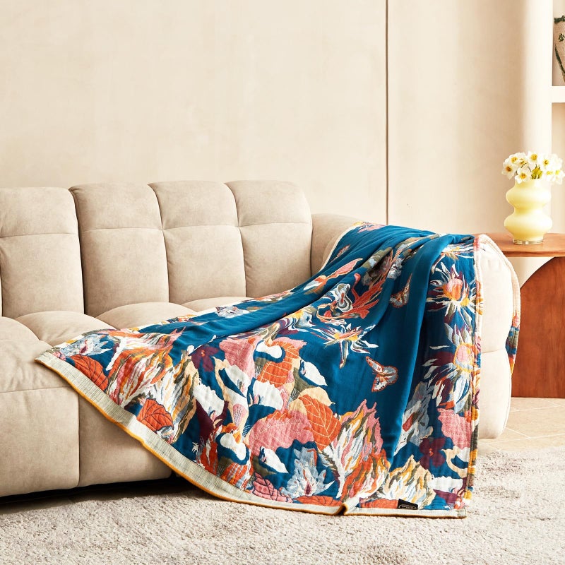 MSGKV Boho Throw Blanket for Couch and Sofa 50"x60" Cotton Throw Cover for Living Room with Floral and Butterfly, Spring Breathable&Lightweight Blanket - Image 5