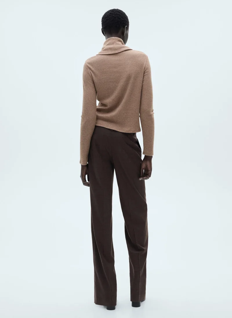 MANGO Ribbed Turtleneck T-Shirt