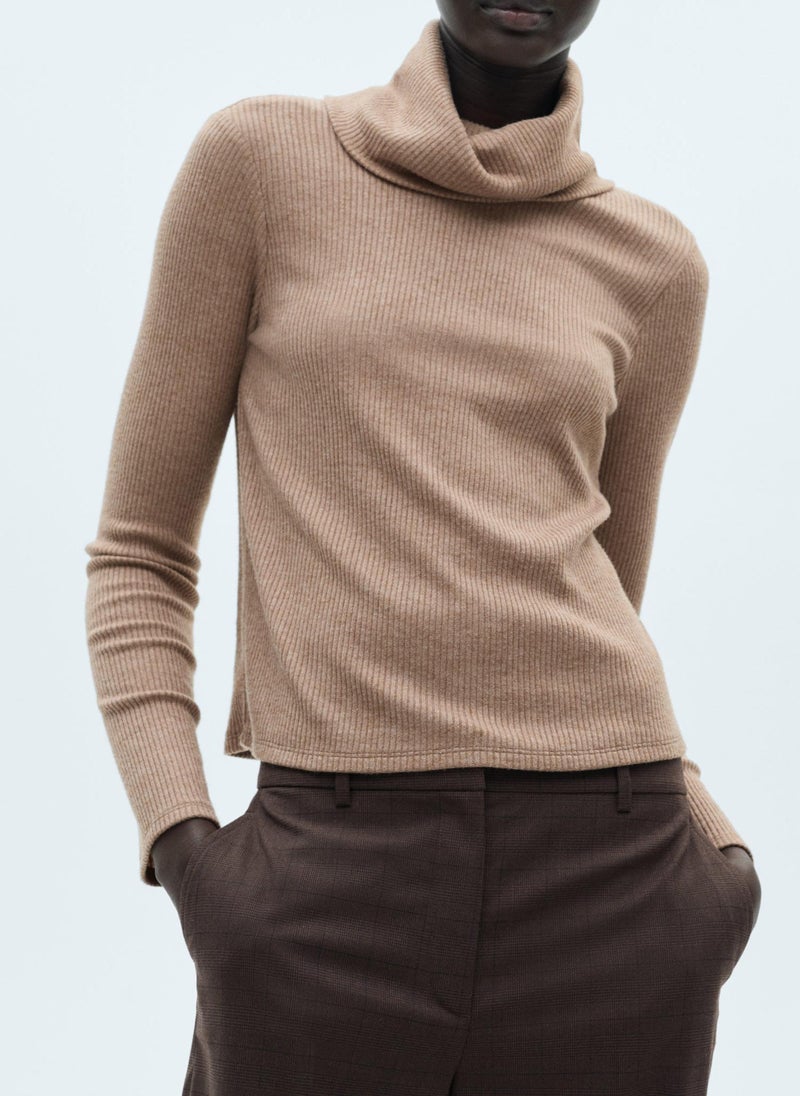 MANGO Ribbed Turtleneck T-Shirt  - Image 1