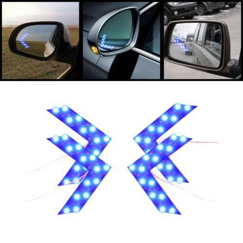 Sulfar Car Styling 14 SMD Arrow Turn Signal Car Side Mirror LED Turn Signal for Car Rear View Mirror Indicator (Blue, Pack of 4) - Image 1