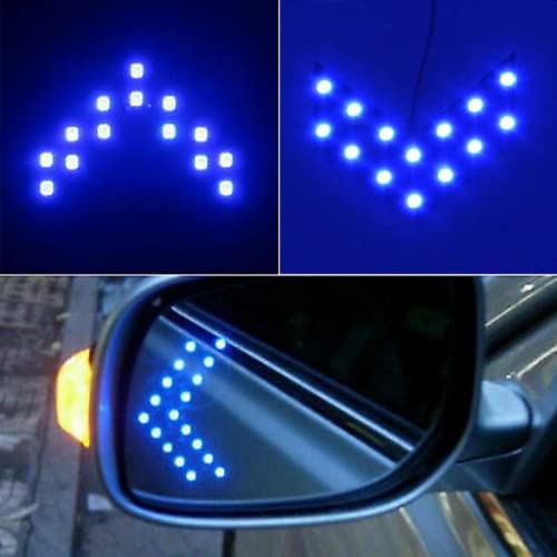 Sulfar Car Styling 14 SMD Arrow Turn Signal Car Side Mirror LED Turn Signal for Car Rear View Mirror Indicator (Blue, Pack of 4) - Image 4