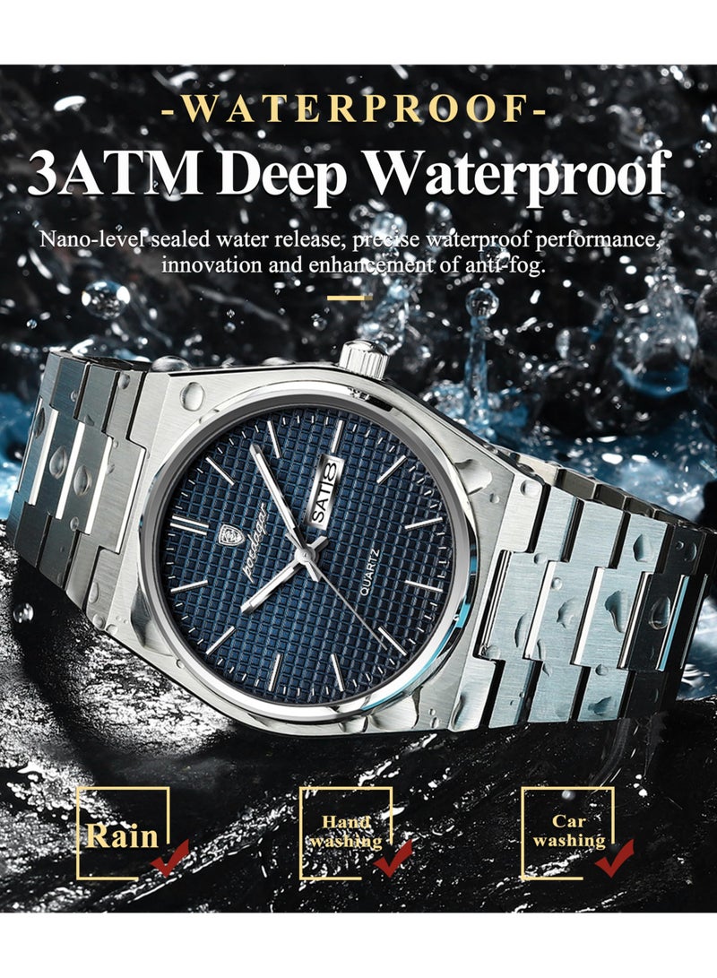 پوداجار ساعة الرجل ، مقاومة للماء مضيئة الرجال ساعة الكوارتز ، الرجال ساعات المعصم 40mm - Image 4