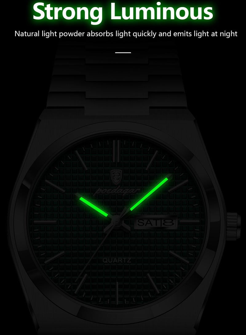 پوداجار ساعة الرجل ، مقاومة للماء مضيئة الرجال ساعة الكوارتز ، الرجال ساعات المعصم 40mm - Image 4