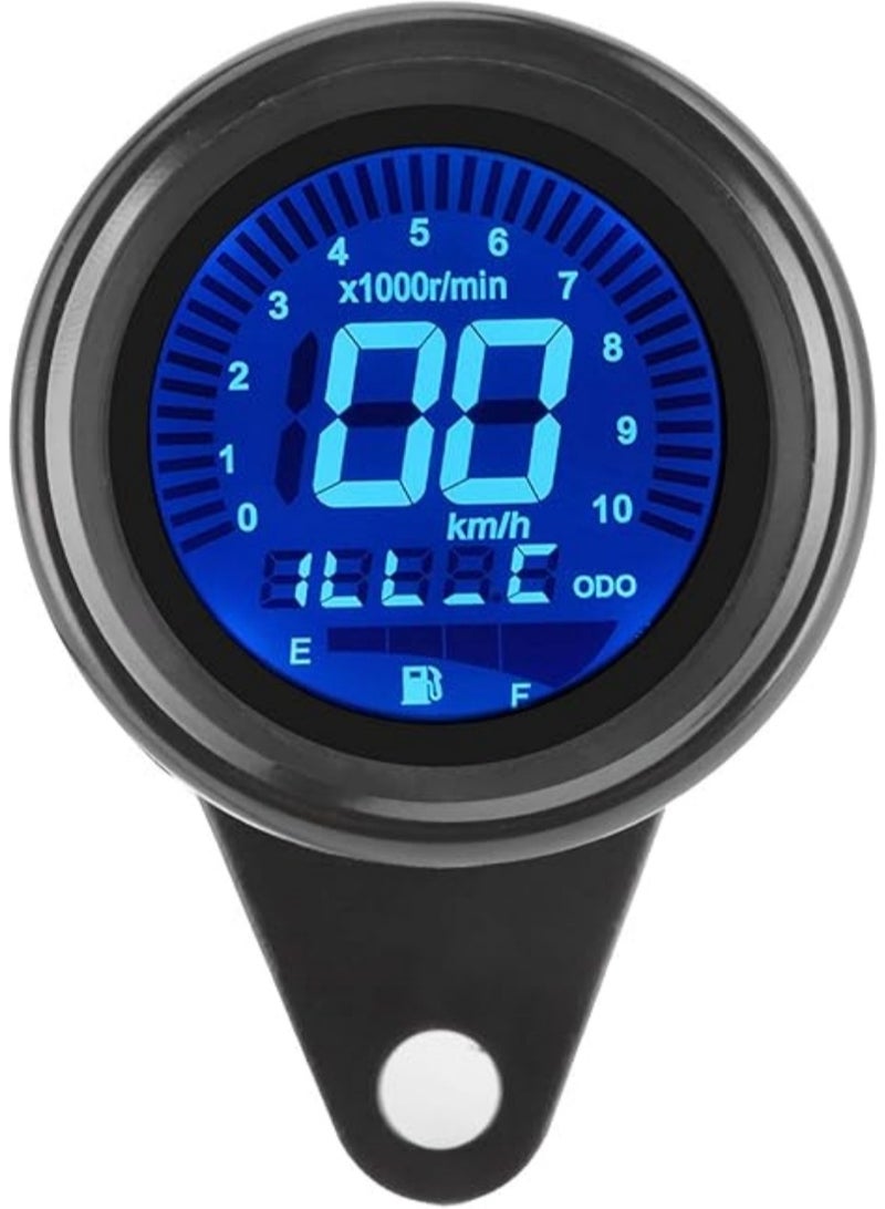 M MIAOYAN 12V universal motorcycle digital speedometer, black LCD multi-function instrument panel with tachometer, odometer, and fuel gauge, aluminum alloy casing - Image 1