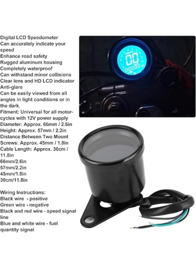 M MIAOYAN 12V universal motorcycle digital speedometer, black LCD multi-function instrument panel with tachometer, odometer, and fuel gauge, aluminum alloy casing - Image 4
