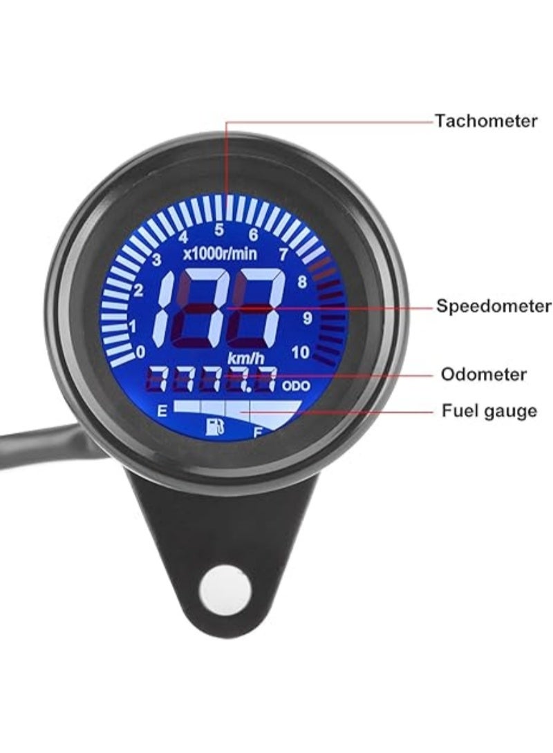 M MIAOYAN 12V universal motorcycle digital speedometer, black LCD multi-function instrument panel with tachometer, odometer, and fuel gauge, aluminum alloy casing - Image 5