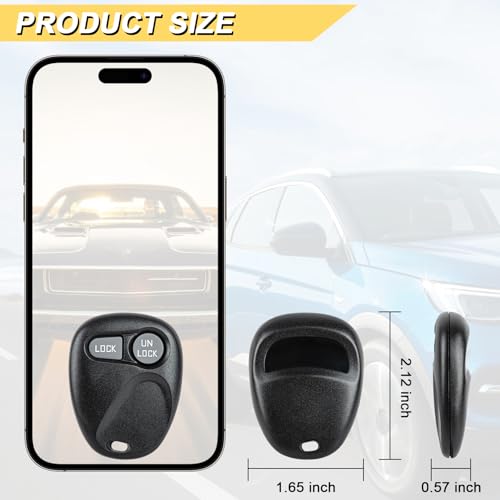 Vurkcy Key Fob Replacement for 1996-2002 Chevy Suburban Tahoe Lumina Camaro Monte Carlo/GMC Yukon Safari/Skylark Escalade Cutlass Firebird Car Keyless Entry Remote Control, AB01502T ABO1502T, 2 Btn - Image 4