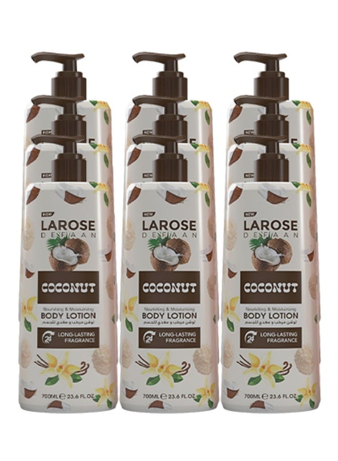 لا روز 9 قطع لوشن للجسم برائحة جوز الهند المغذي والمرطب يدوم طويلاً 700 مل - Image 1