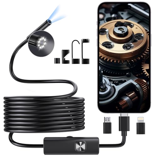 BlueSwan Endoscope Camera with Light, HD Borescope with Dimmable LED, Endoscope Camera for iPhone & Android, 16.4ft Semi-Rigid Snake Camera, IP67 Waterproof Inspection Tools, Cool Gadgets for Men - Image 1