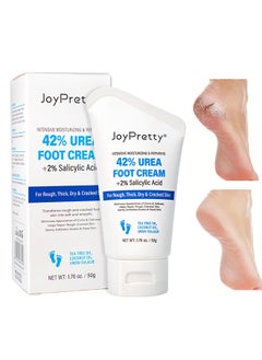 JoyPretty 42% Urea Foot Cream + 2% Salicylic Acid, Percent for Feet Maximum Strength , Callus Remover, Dead Skin Exfoliation, Hand & Foot Cream for Dry Cracked Hands,Elbows, Feet, Heels, Knees 50g  - Image 1
