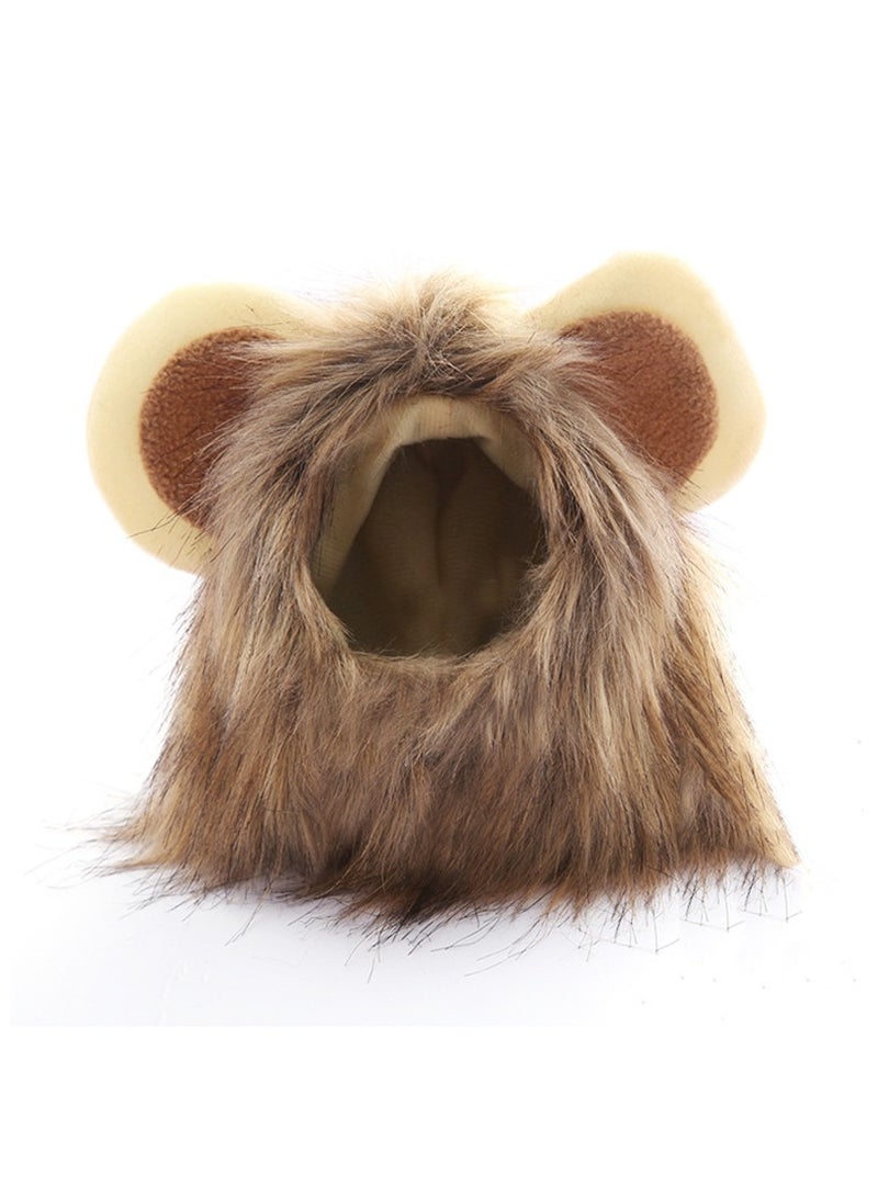Lion Headgear Cute Costume Hat for Cat & Dog Brown,L - Image 2