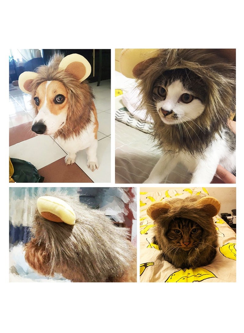 Lion Headgear Cute Costume Hat for Cat & Dog Brown,L - Image 5