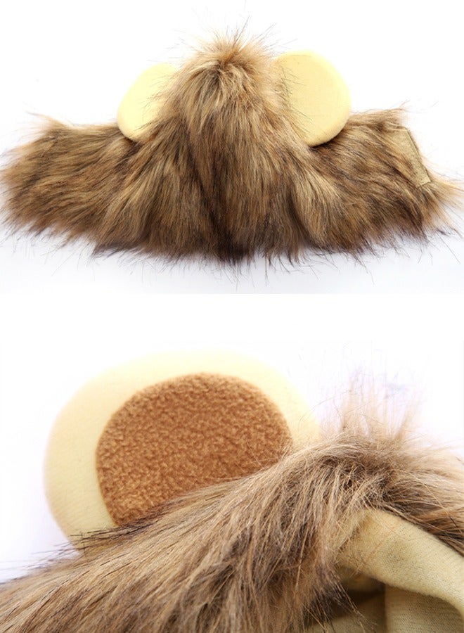 Lion Headgear Cute Costume Hat for Cat & Dog Brown,L - Image 4